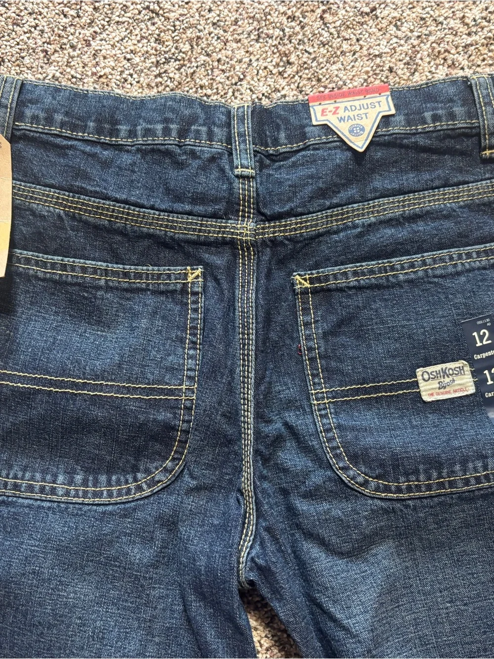 Oshkosh NWT Carpenter 90s Dark Wash Jeans Boys 12R Baggy Loose Fit